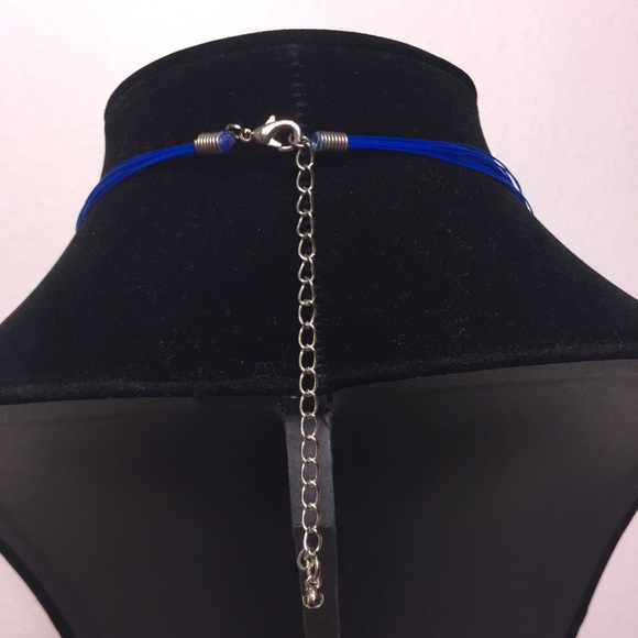 Multi Strand Sequins and Beads Necklace Blue - Picture 4 of 5